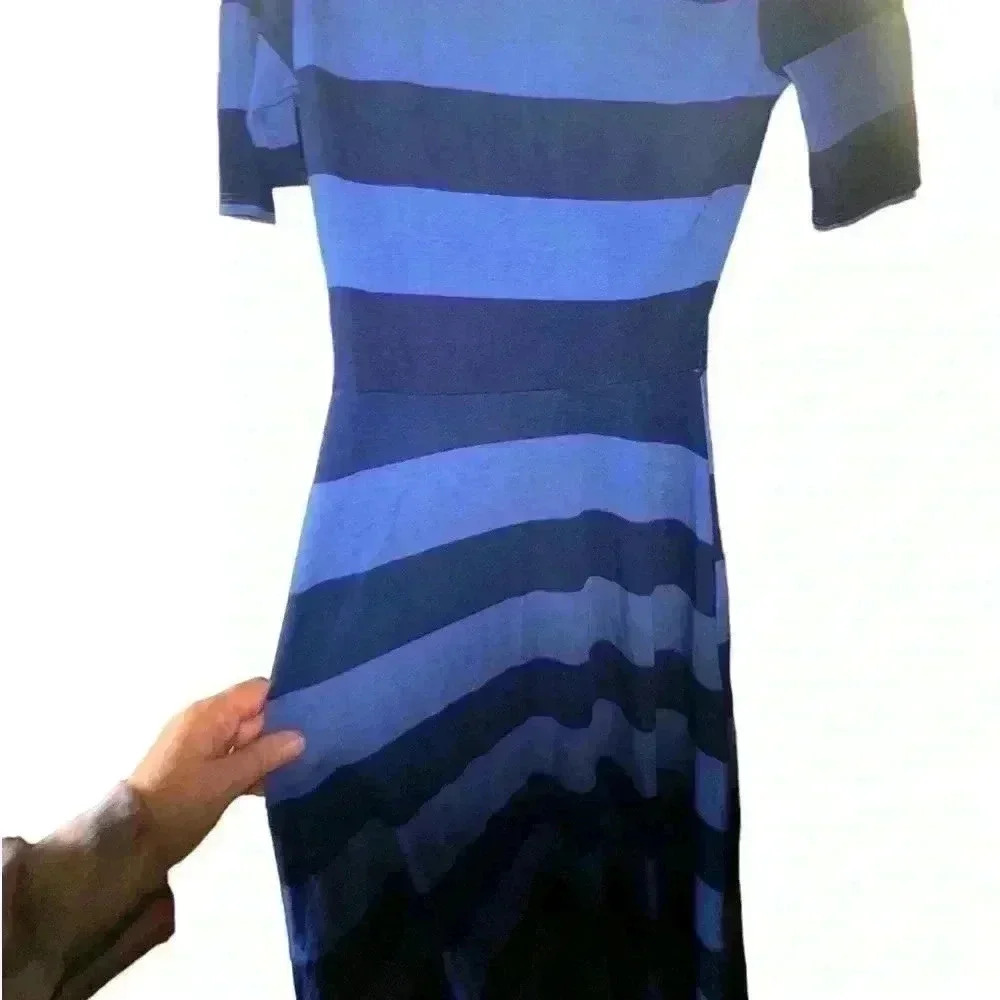 Lularoe XS blue wide strip ANa maxi dress. NWT. Two tone blue stripe. - Picture 7 of 7